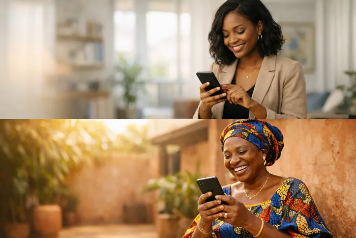 Café africain chaleureux avec des personnes connectées sur leur téléphone